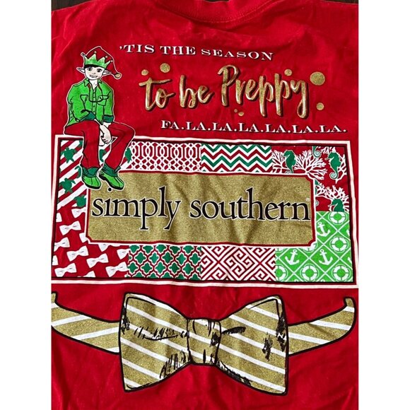 Simply Southern Tis The Season To Be Preppy Christmas T-shirt Small Holiday Gift - Picture 1 of 7